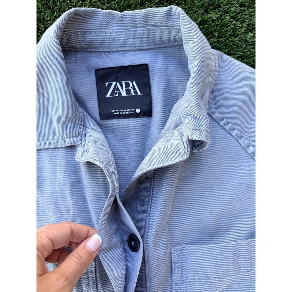 ZARA Lyocell Chambray Utility Overshirt Womens Size M - Picture 4 of 5
